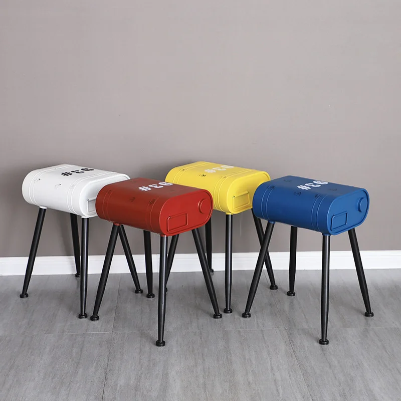 

American Vintage Dining Chairs Iron Bar Stools For Kitchen Do The Old CraftsFurniture For Home Creative Oil Drumsemi-bar Chair