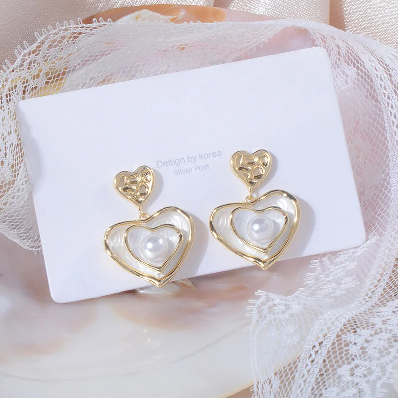 

Женские серьги-гвоздики в форме сердца, серьги из натурального жемчуга 14 к с цирконием класса ААА, изысканный подарок, 2022