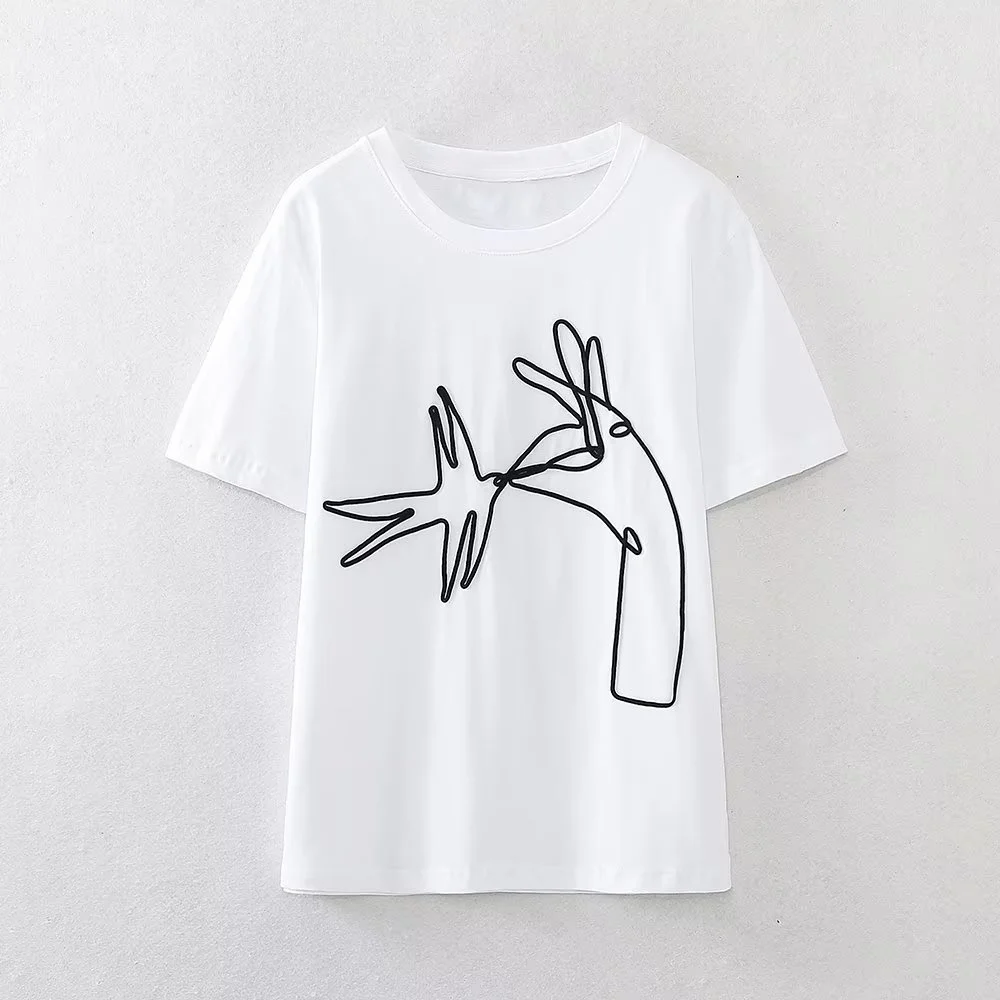 

Летняя Новинка 2023, Женская универсальная хлопковая футболка с коротким рукавом и круглым вырезом