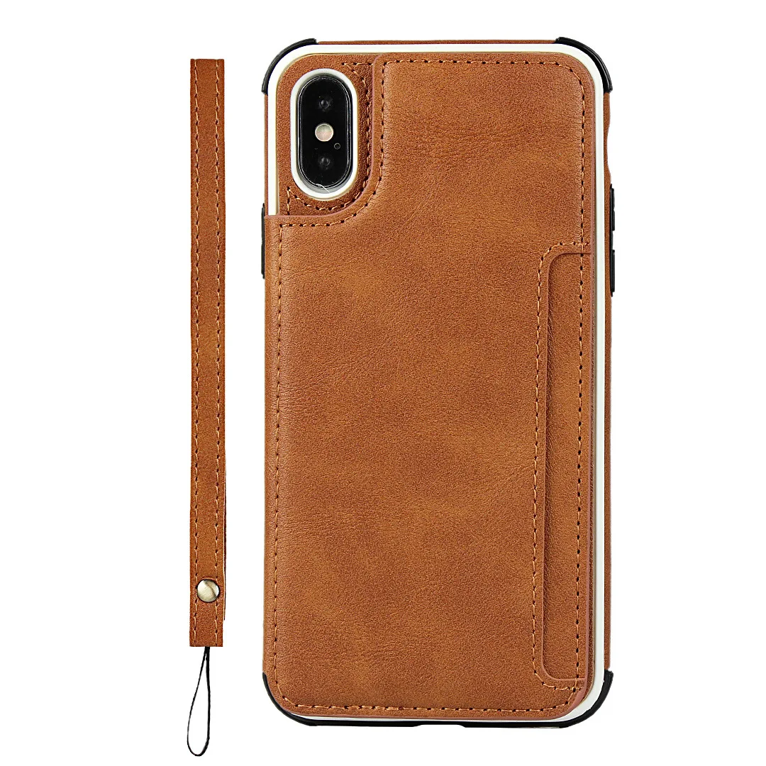 

For iphone14 Button Insert Card Phone Case 13promax 12mini Flip Cover Lanyard Xs Xsmax Xr 8plus 11pro Protective Leather Cover