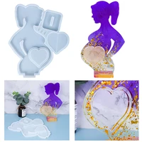 baby memorial photo frame silicone molds heart shaped pregnant mom creativity diy frame epoxy resin mould jewelry making tools