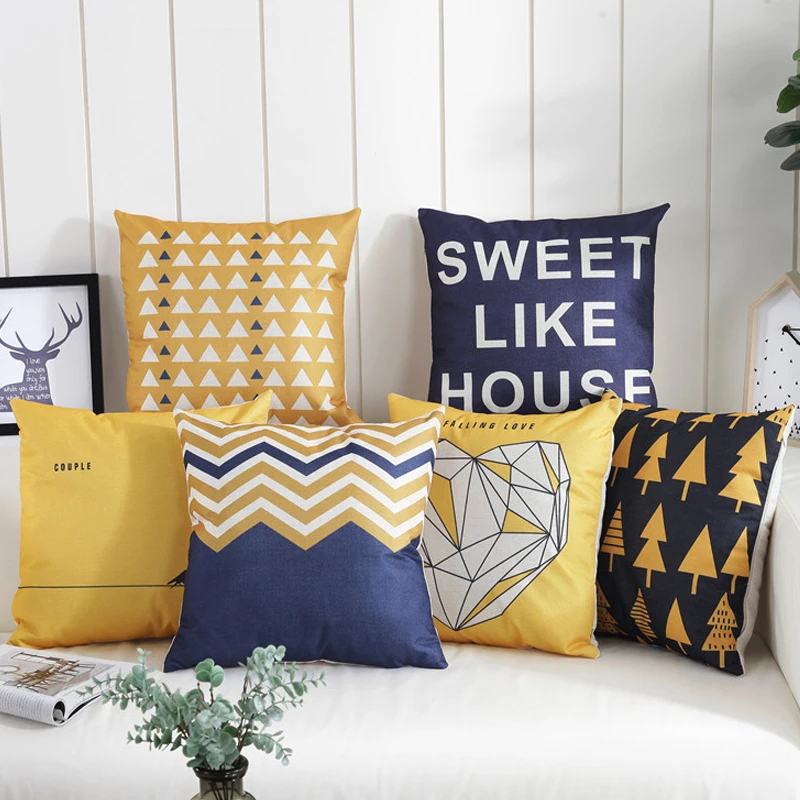 

Nordic Geometric Cushion Cover Modern Simple Stripes Rhombus Letters Print Pillow Case Home Living Room Bedroom Sofa Decoration