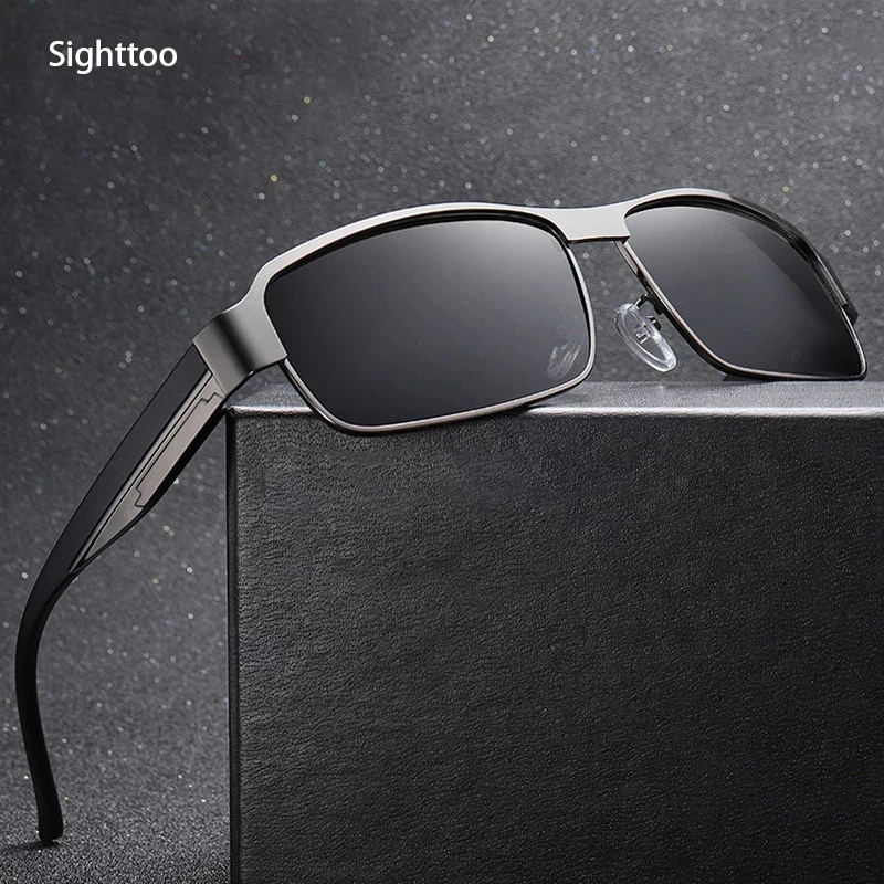 Фото Роскошные Мужские поляризационные солнцезащитные очки Sighttoo, высококачественные мужские винтажные металлические очки для вождения и рыбалки, антибликовые очки UV400 №1