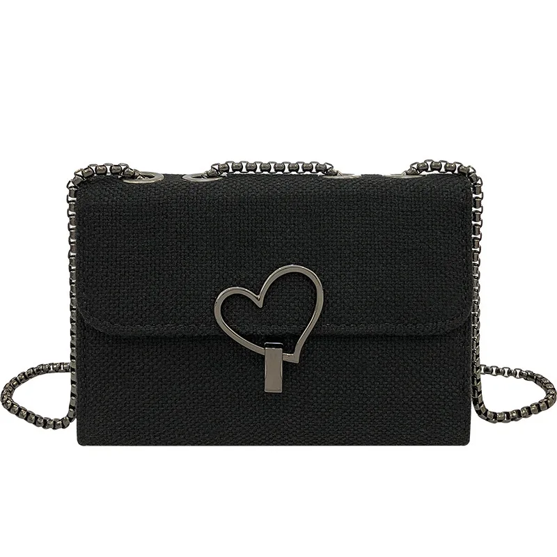 

2022 New Arrivals Girl's PU Bag Heart Lock Design Senior Feeling Joker Handbag Web Celebrity Fashion Chain Inclined Shoulder Bag