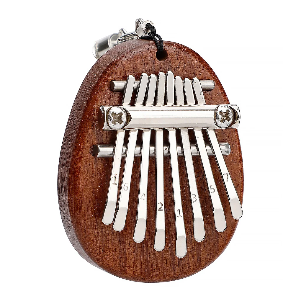 

8 Keys Mini Kalimba Thumb Piano Mbira Solid Wood Backpack Pendant Decor Gift Toy with Lanyard Ear