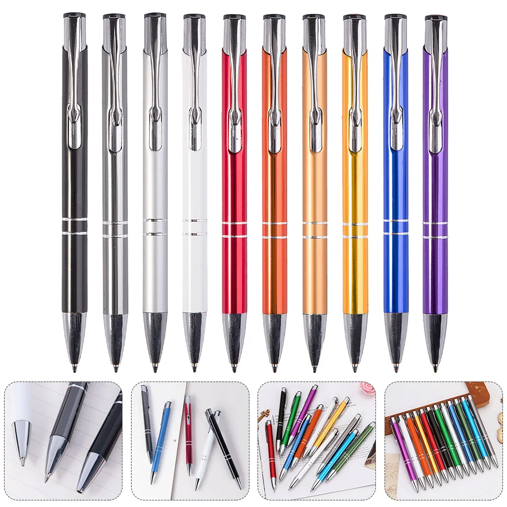 

10 Pcs Retractable Ballpoint Pen Metal Ballpoint Pen Lettering Office Pen Sign Pen Alloy Office Rolling Pen Office Pen Student