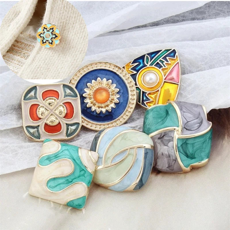 

6Pcs Metal Vintage Flower Buttons for DIY Knitting Craft Sweater Cardigan Dress Coat Clothing Buttons Sewing Accessories