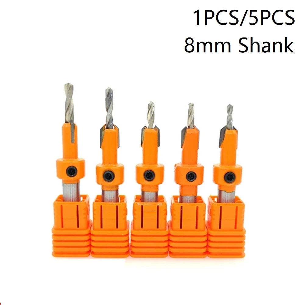 

1PCS/5PCS Router Bit 8mm Shank Hss Countersink Router Bit Screw Extractor Woodworking Milling Cutter 0.31'' Shank Size