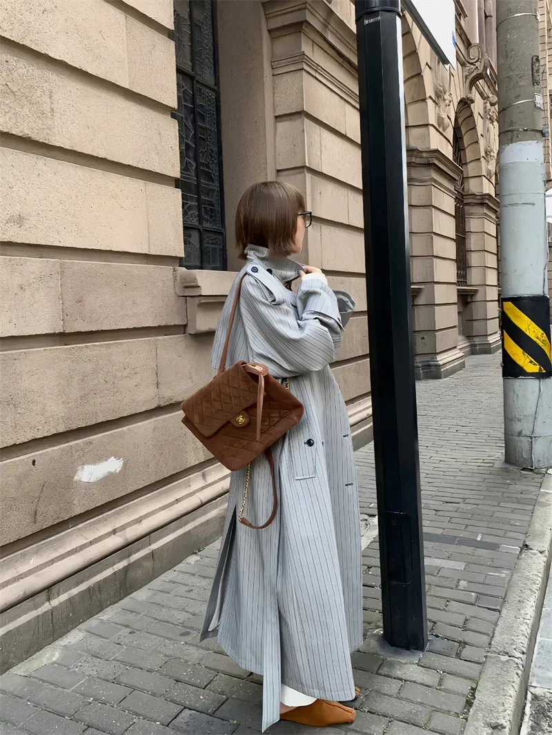 SuperAen 202 осенний новый английский стиль дизайн двубортный плащ с отложным