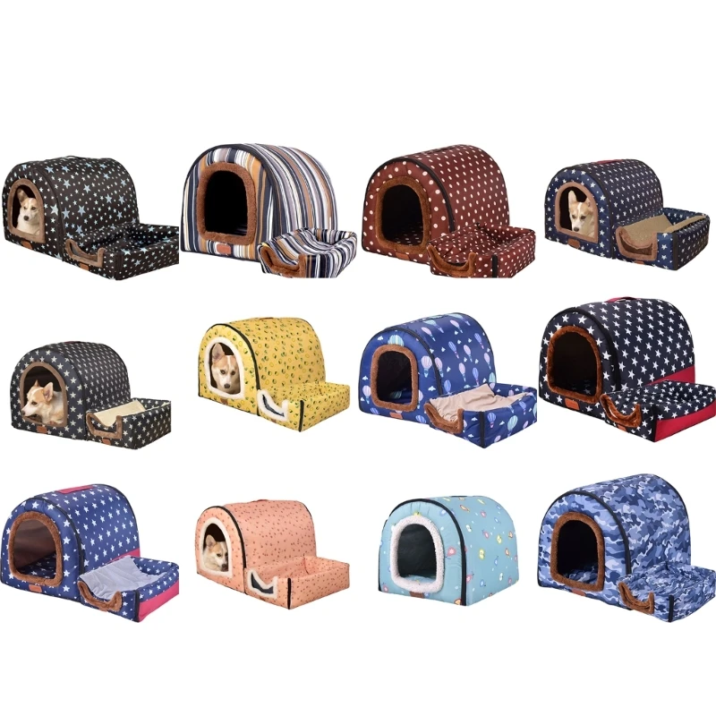 

Pet Warm Bed House Soft Indoor Semi-closed Cave Tent for Cat Kitten Puppy Small Animals Pet Thicken Cushion Pad
