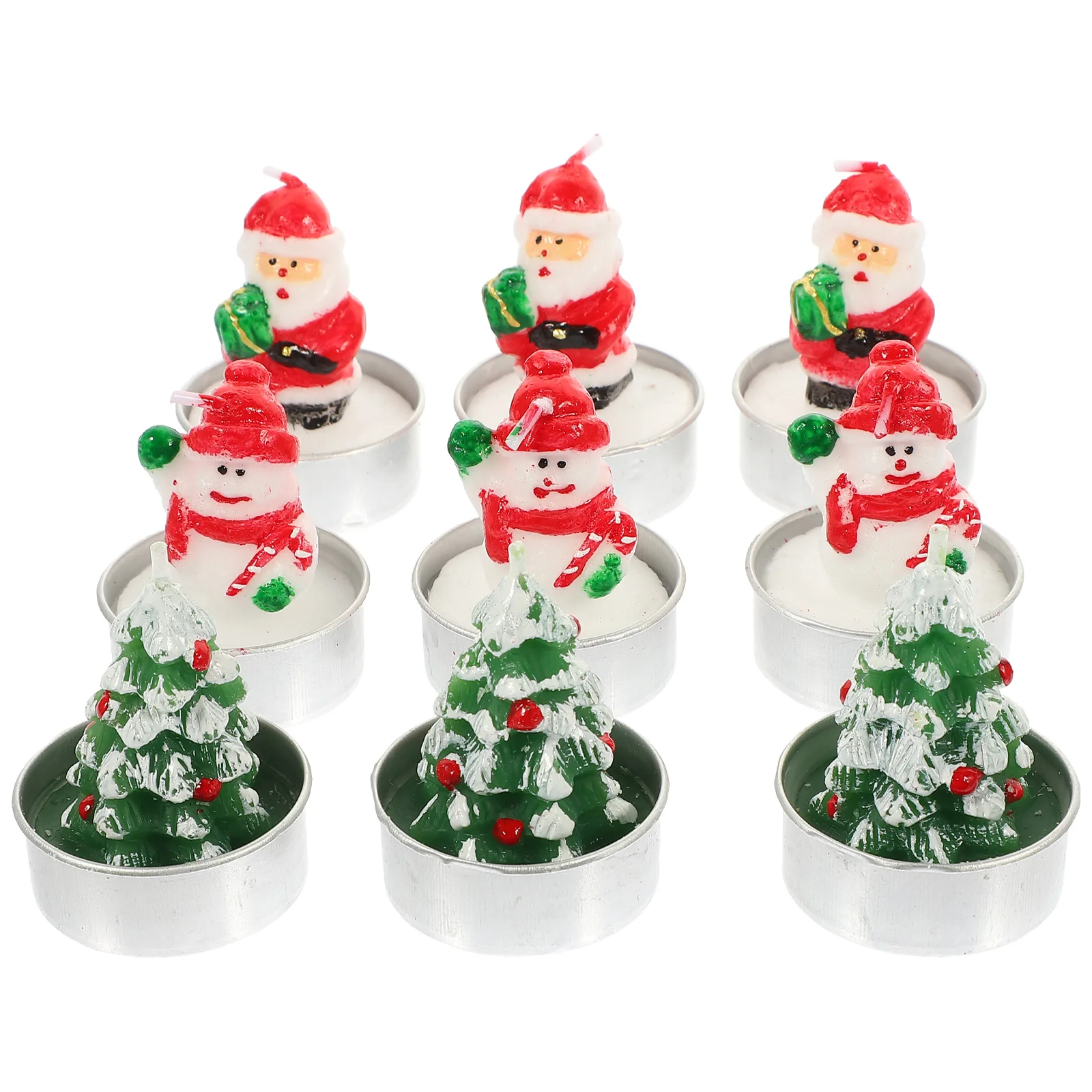 

Christmastealight Votivesnowman Claus Santa Tree Convenient Decorative Mini Set Decoration Holiday Unscented Ornament Desktop