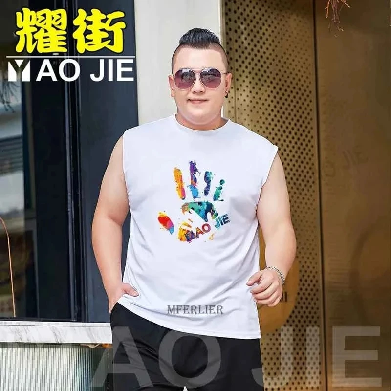 

summer men tank tops print cartoon letter plus size 6XL ins sports tops thin elastic stretchable casual tank tops