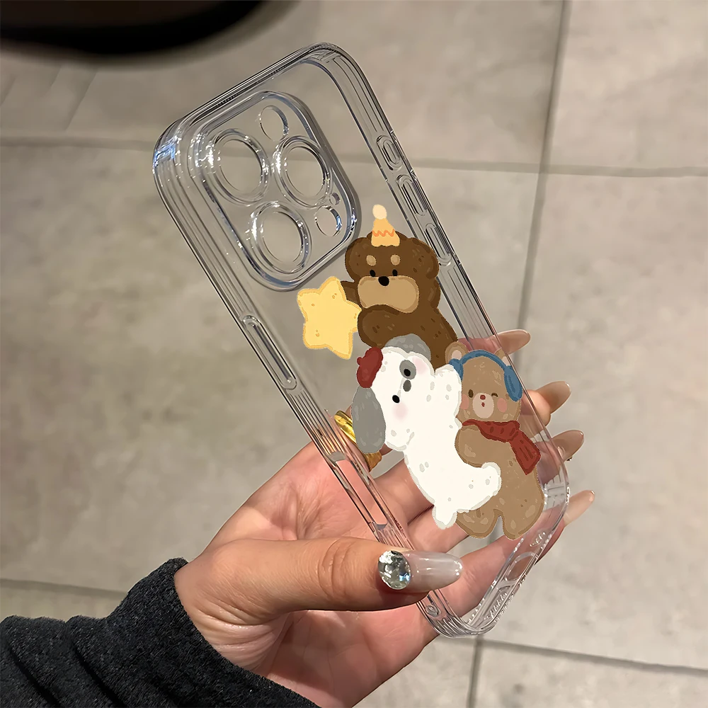 Силиконовый чехол для телефона с милым ветровым медведем и собакой для iPhone 17, 16, 15, 14, 13, 12, 11 Pro Xs Max Air Mini 7, 8, 6 6 6s Plus SE 2020 2022 Cover (art.: 3920d2debad3b) - 3920d2debad3b