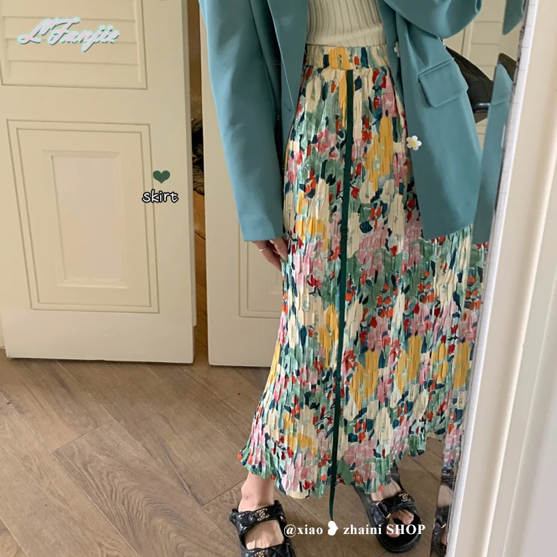

skirt skirts for women French floral skirt women's 2022 new summer high waist design niche skirt a-line skirt midi skirt