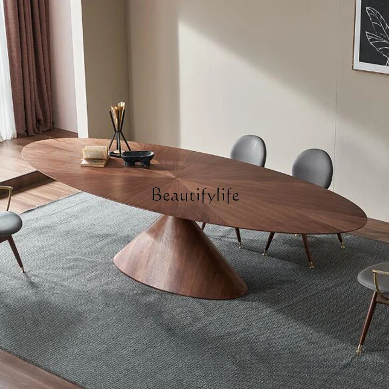 Итальянский минималистичный обеденный стол из орехового дерева дизайнерская