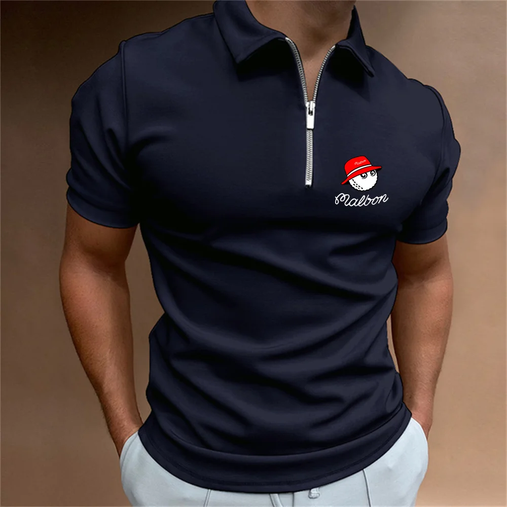 

2023 Golf Wear Golf T-Shirt Men's Summer Cotton Top Galf Essential Script Logo Polo Short Sleeve Malbon Golf Clothing