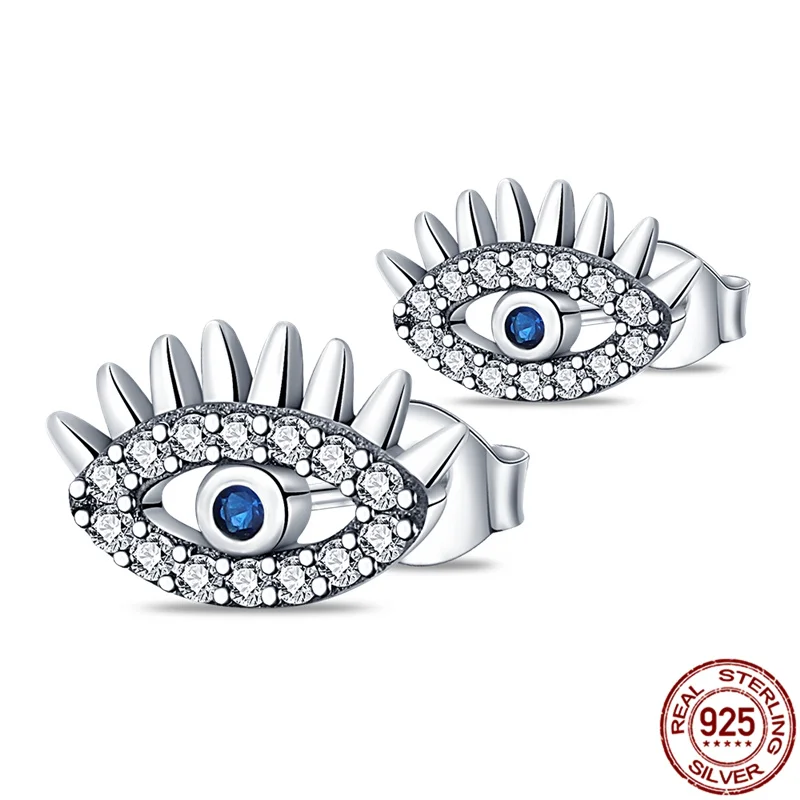 

New Hot Sale Earrings Making For Women Jewelry .Authentic 925 Sterling Silver A pair Of Small Eyes Earrings Silver Jewelry
