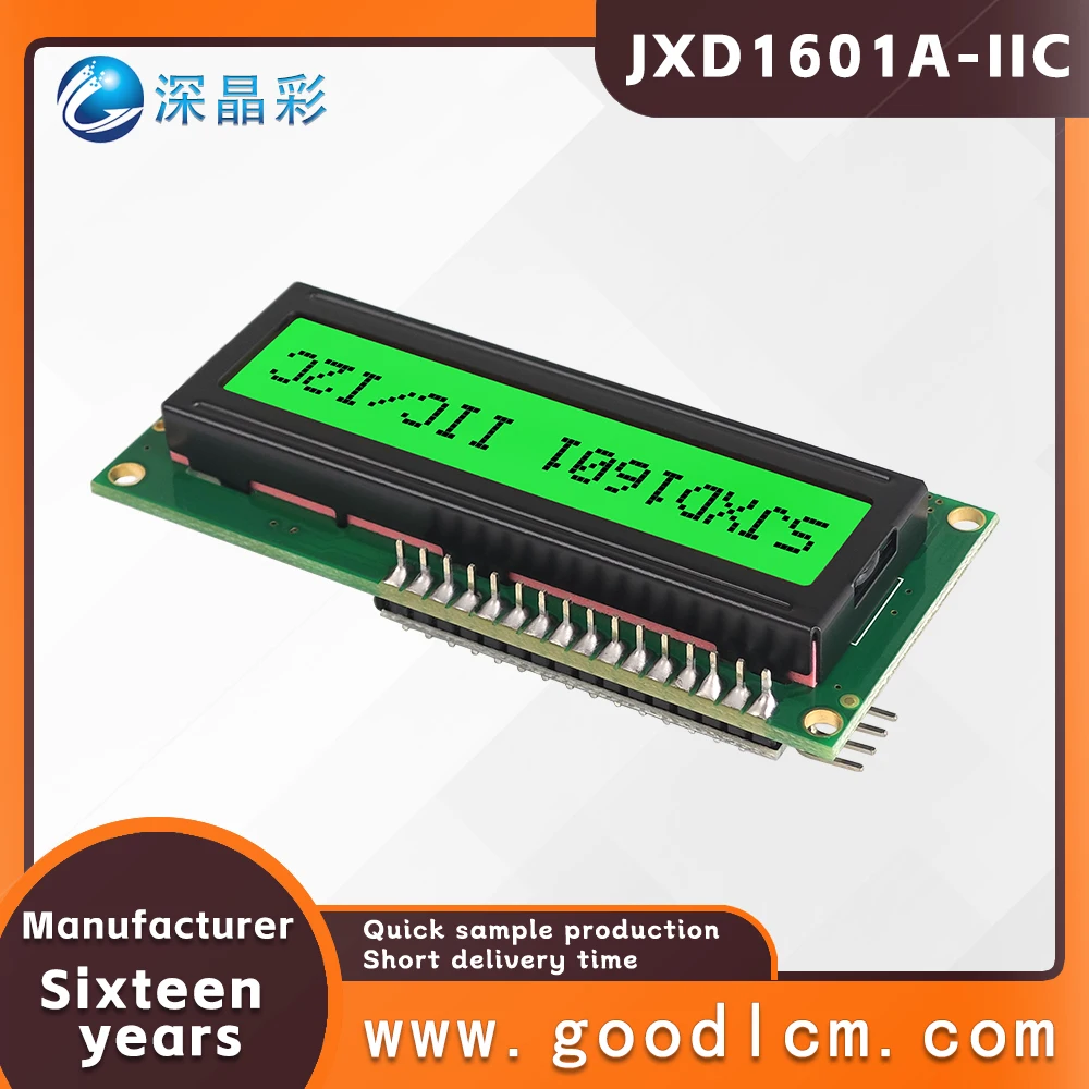 Отличный интерфейс IIC/I2C 16*1 линейный символьный экран JXD1601A-IIC 1601 STN зеленый