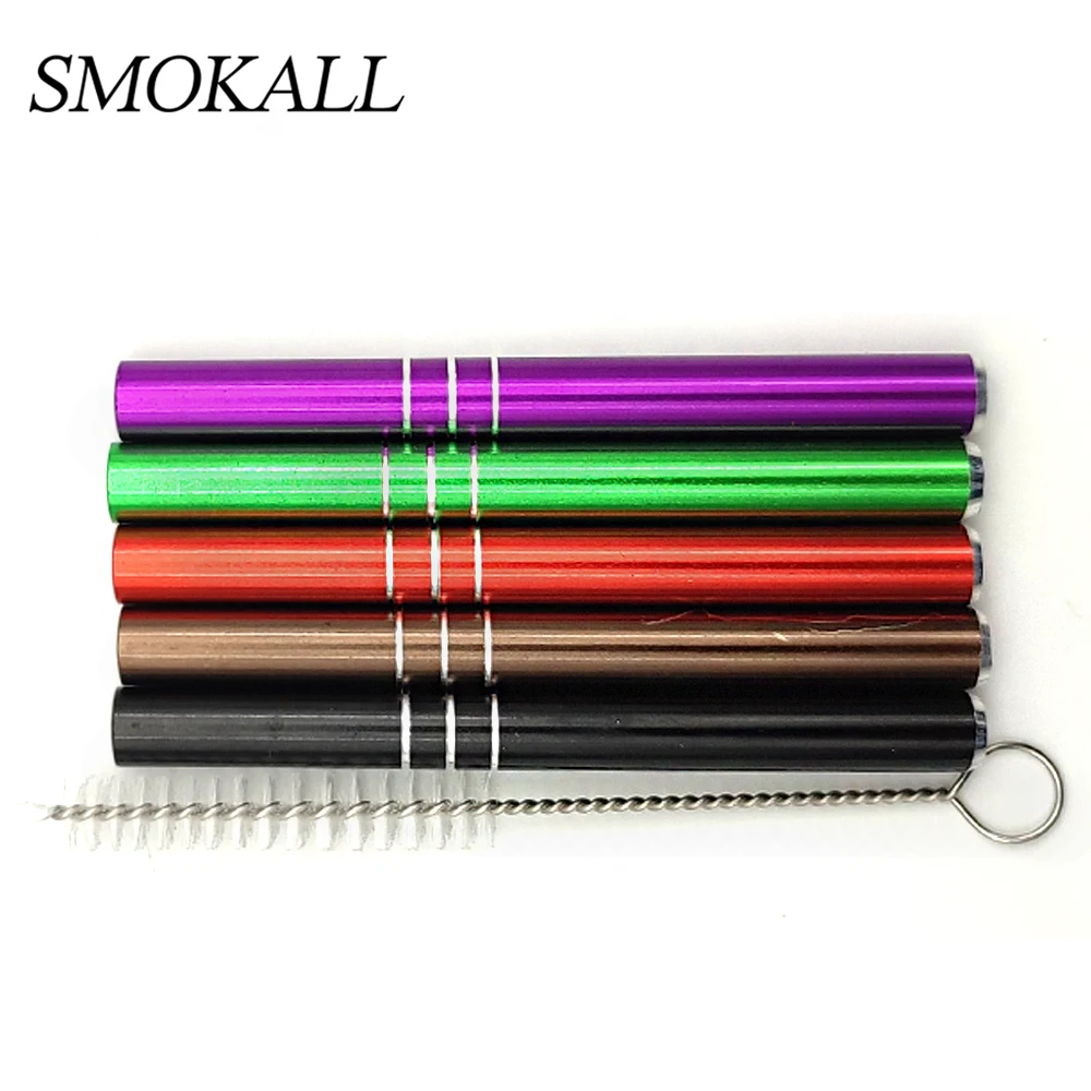 

10Set Metal Sniffer With Clean Brush Kit Smoke Snuff Set Snuff Smoking Pipe 5kinds Color Cigarette Accessories Snuifbuis Tobacco