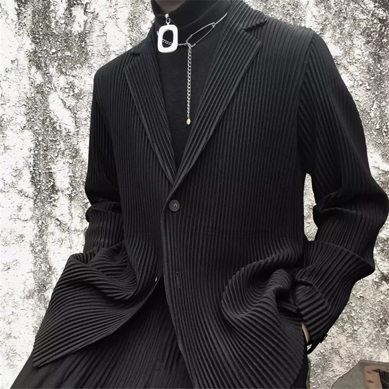 

Feeling Plisse Leisure Versatile Suit Homme 's Suit Pleat Coat Loose Fabric Man Issey Pendulous Simple Miyake Time Pleated