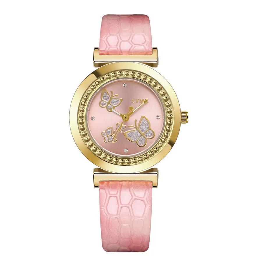 2024 модные классические женские часы с поясом золотой комплект бабочкой и