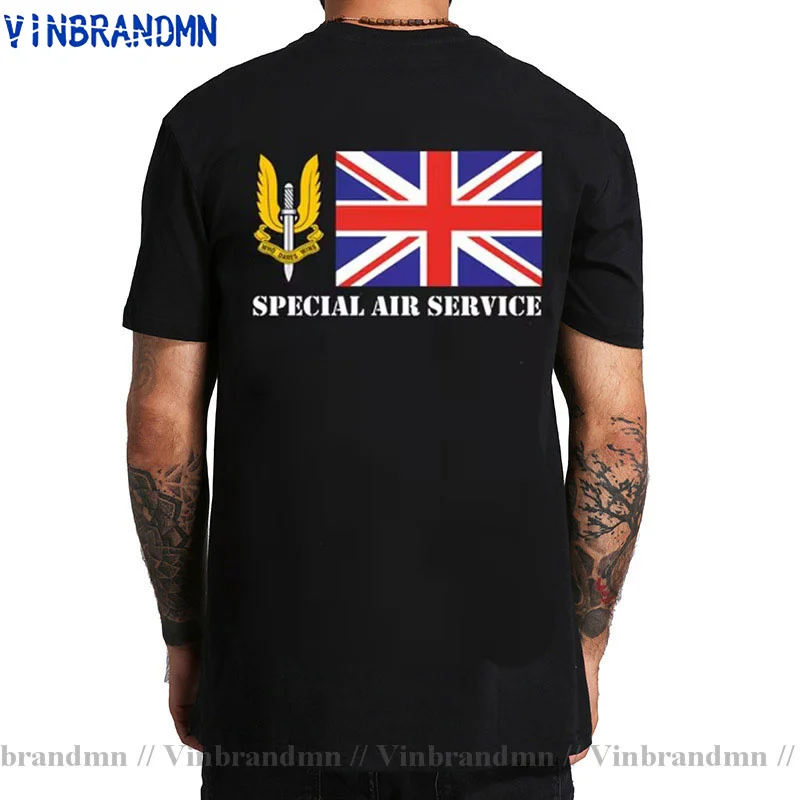 Футболка SAS мужская с символами спецназа винтажная тенниска флагом