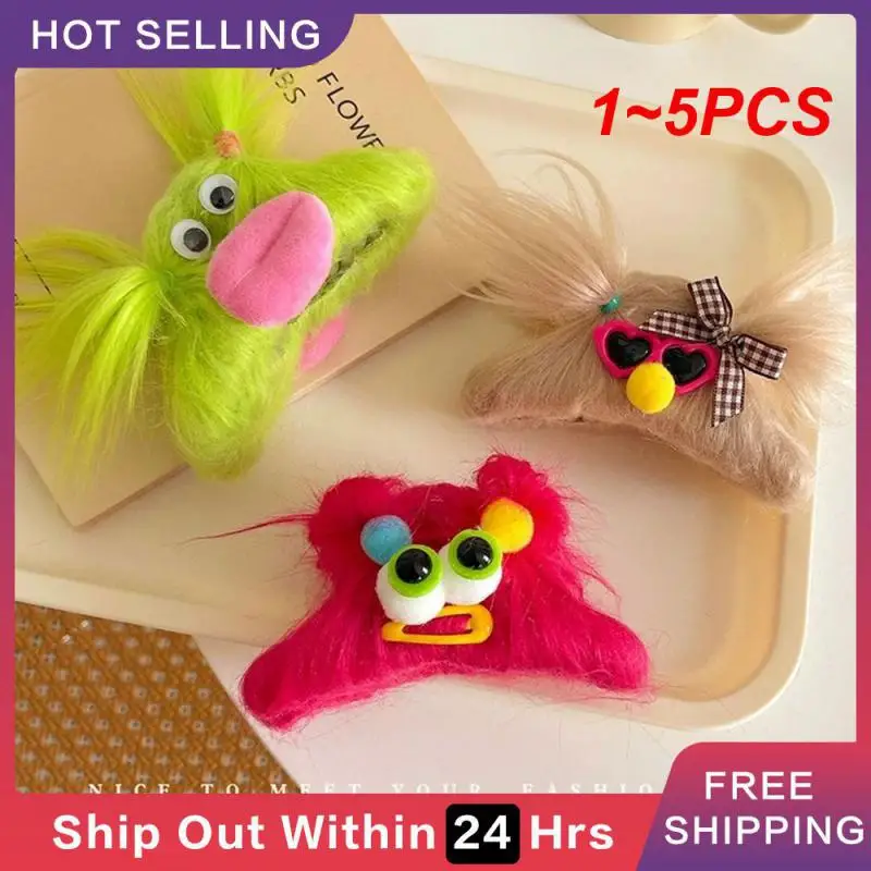 

1~5PCS Cute Hair Scratch Durable Plush Dopamine Hairpin Ugly Cute Clamp Shark Clip Selected Materials Curry