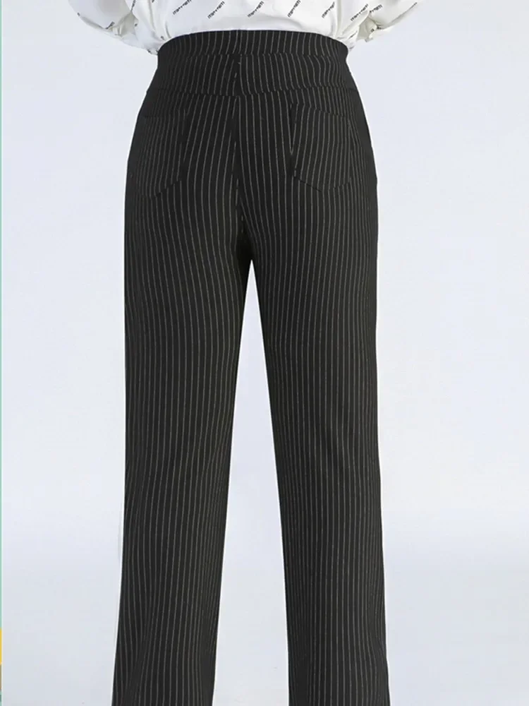 Брюки женские прямые в полоску с завышенной талией 140 кг