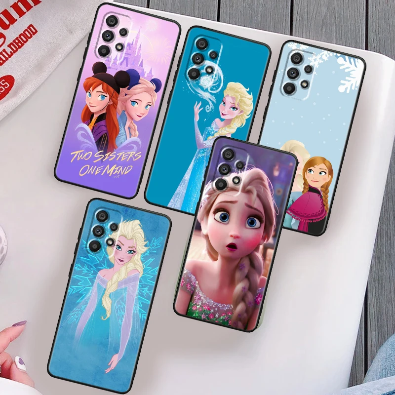 

Gril Frozen Elsa Anna Phone Case For Samsung A53 A52 A33 A32 A51 A71 A21S A13 A73 A50 A22 A23 A03 S A72 A54 A12 5G Black