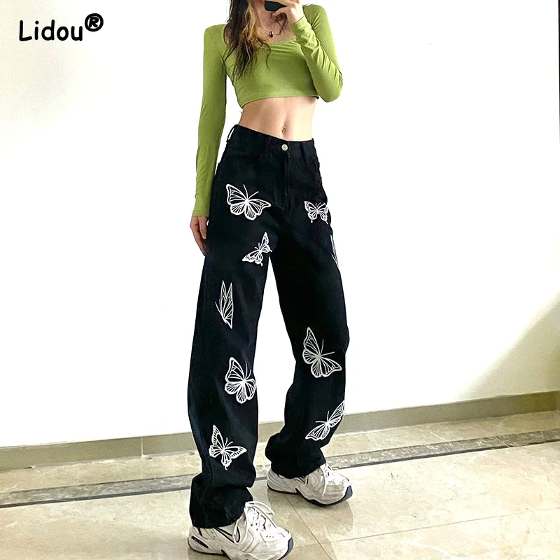 

Appliques Pockets Fake Zippers Spring Summer Loose Ankle-length Pants Women's Clothing Harajuk Youth Street Casual Sweet Button