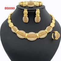 italian gold color jewelry set womens necklace saudi style colored rhinestones necklace earrings free shipping to nigeria