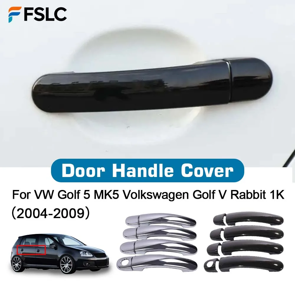Фото Украшение автомобиля, крышка дверной ручки для VW Golf 5 MK5 Volkswagen Golf V Rabbit 1K 2004-2009, автомобильные аксессуары, хром, серебристый, черный №1