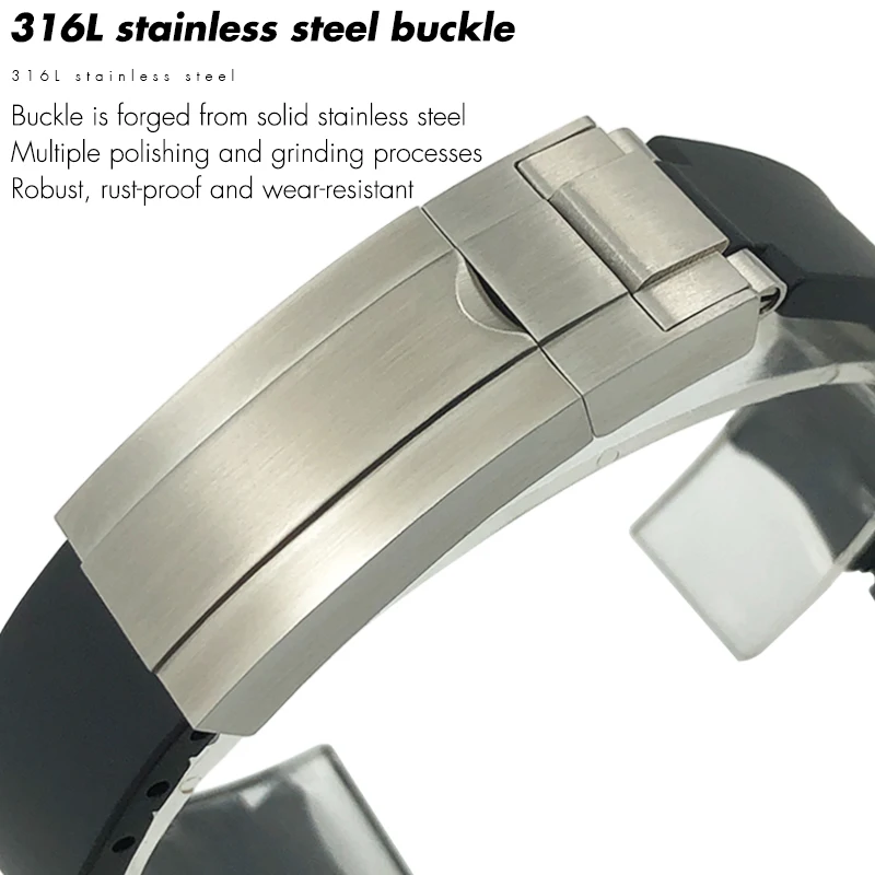 18mm 19mm 20mm 22mm Curved End Silicone Rubber Watchband for Role strap Rolex Daytona Submariner GMT 21mm Watch Band Men Tools