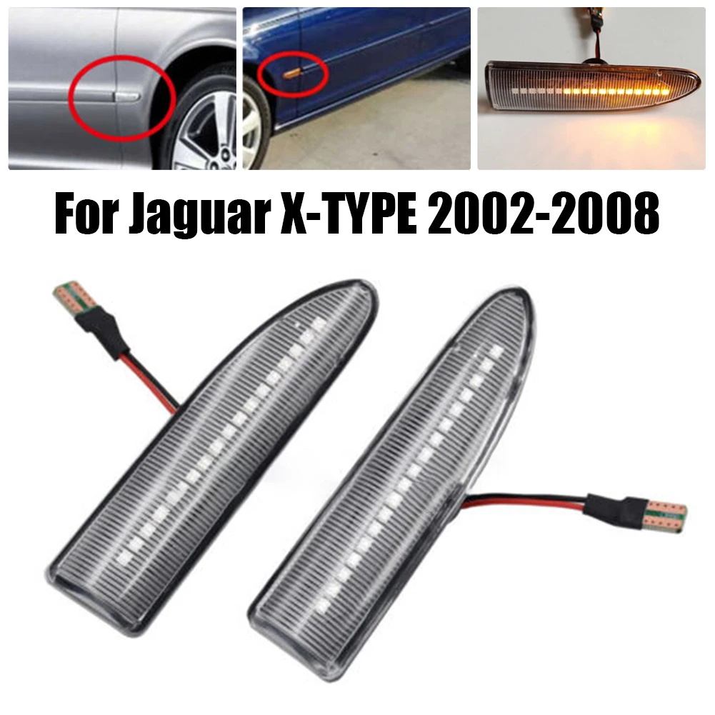 

2 шт. для JAGUAR X-TYPE 2002 03 04 05 06 07 2008, динамический поворотный сигнал, светодиодный боковой маркер, последовательный индикатор, указатель поворота