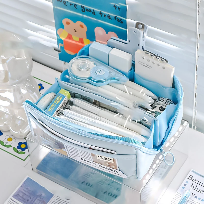 

Яркий цветной карандаш, милый модный вместительный пенал для ручек, чехол, держатель, коробка, канцелярские принадлежности, карандаш на молнии