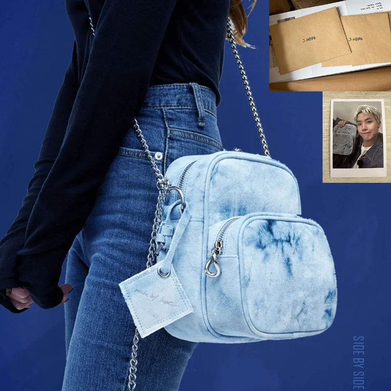 

Kpop Bangtan Boys J-hope, джинсовая сумка, сделанная вручную, с дневником и логотипом, модные холщовые сумки через плечо