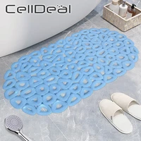 pvc anti skid bath mats oval hollow drain shower room massage mat suction cup bathtub carpet solid color bathroom accessories