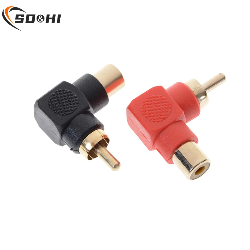 

1 PCS Red/Black 90Degree RCA Right Angle Male to Female Phone Adapters AV Plug Connector