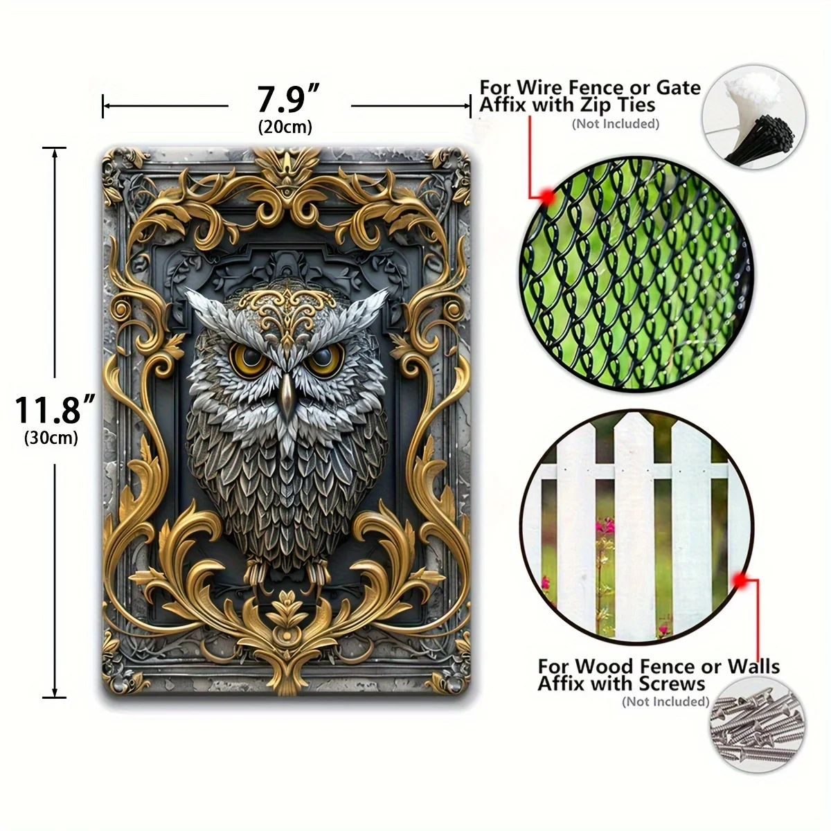 Винтажный металлический жестяной знак в виде совы 8x12 дюймов