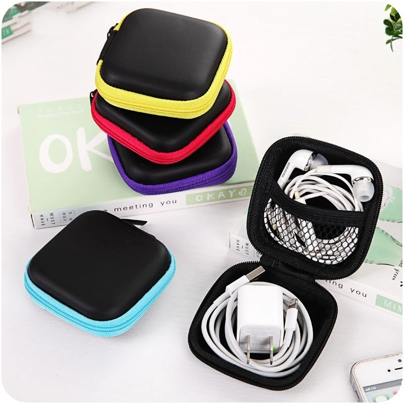 

Mini Zipper Hard Headphone Holder Case Portable Earbuds Pouch Box Earphone Storage Bag Protective USB Cable Organizer Storage