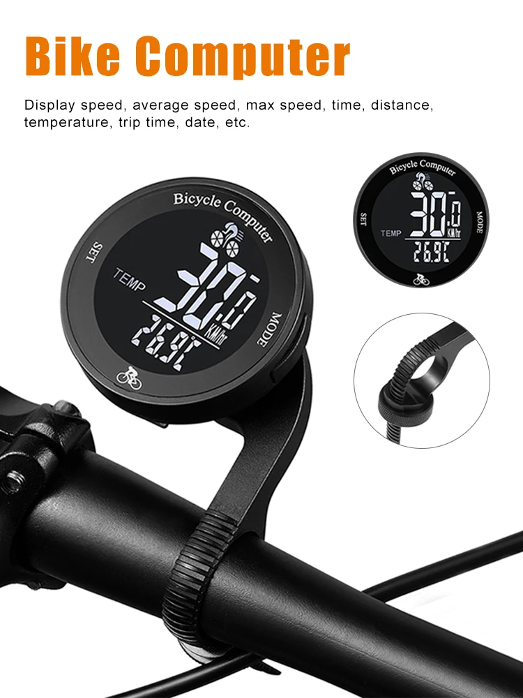 

Wireless Mountain Bike Speedo Meter Bike Computer Waterproof Bicycle Odometer Multi Functional LCD Screen Cycling Speedometer
