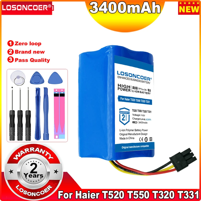 Аккумулятор 3400 мАч для робота-пылесоса Haier T520 T550 T320 T331 J-3000S/B TAB-QS60S T520S T550W T560H TT53 M1 M3