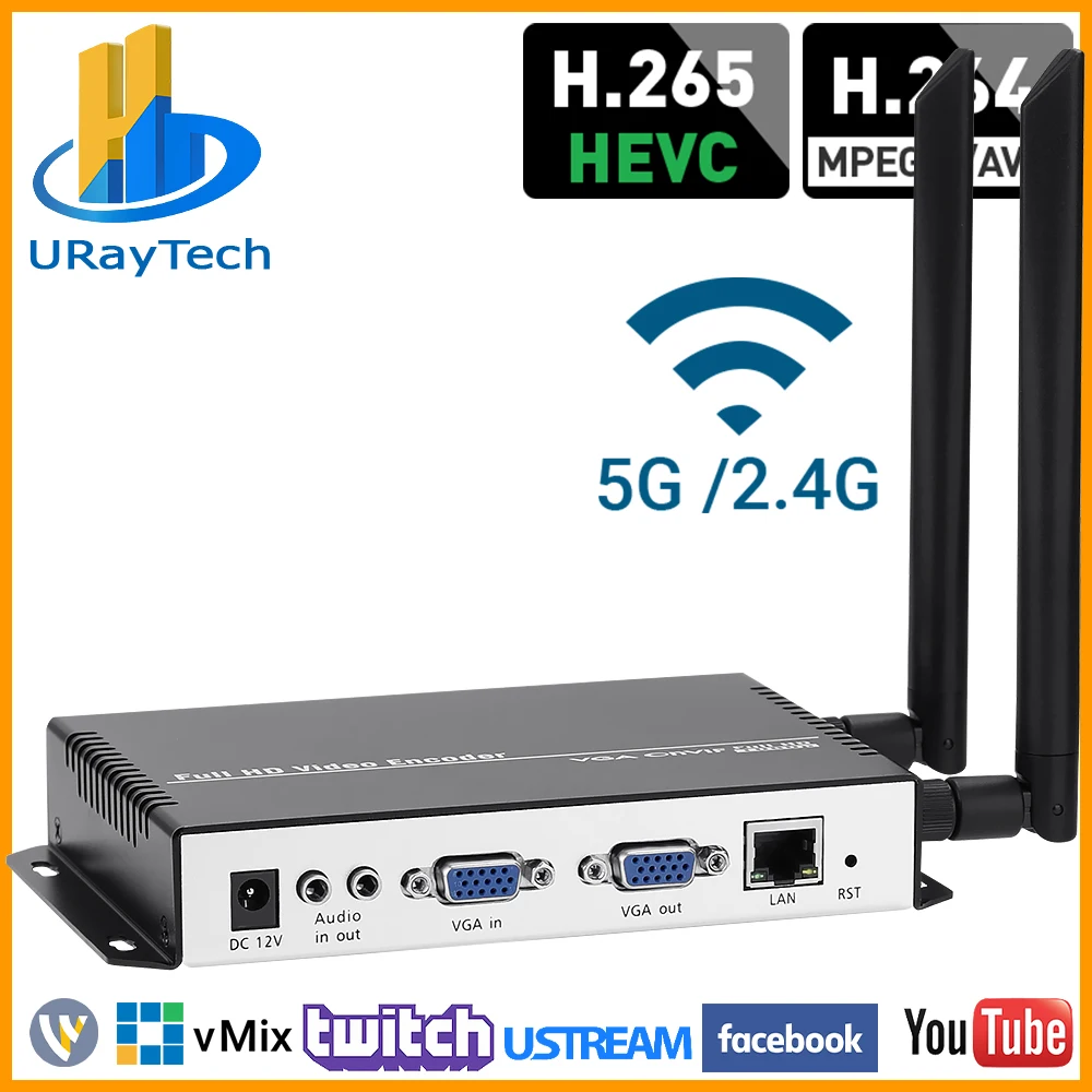 

HEVC H.265 H.264 VGA To IP Video Encoder IPTV RTMP RTMPS SRT UDP PNVIF For VGA To YouTube Facebook Etc Live Streaming Server