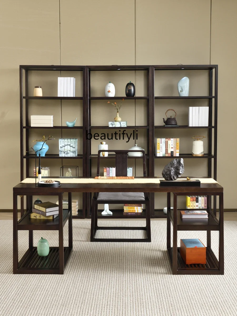Стеллаж Bogu в китайском стиле с лампой павильонная полка Duobao из массива дерева