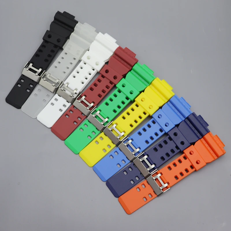 16mm Silicone Watchband for Casio G-Shock GA-110 GA-100 GA-120 Solid color Rubber Waterproof Men Watch Band Strap ga700 400 - купить по