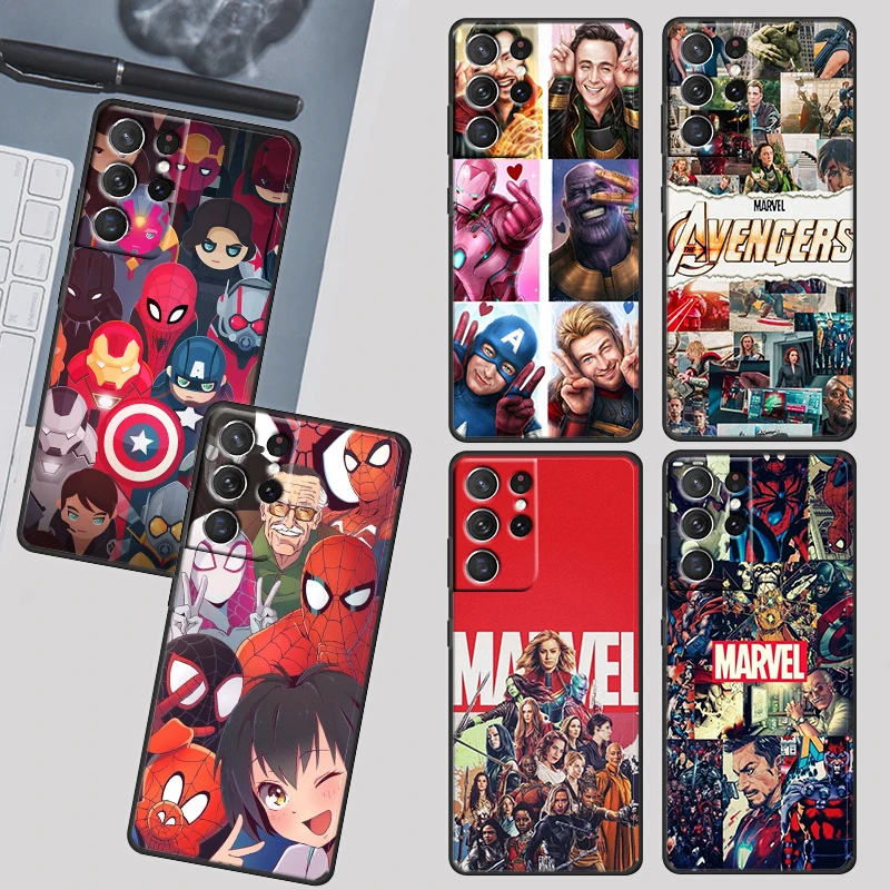 

Marvel Hero Spider-Man Case For Samsung Galaxy S22 S21 S20 Ultra Plus Pro S10 Note20 4G 5G TPU Soft Black Phone Cover