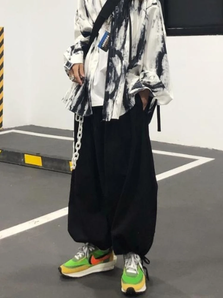 Женские брюки-карго в стиле Харадзюку с широкими штанинами |