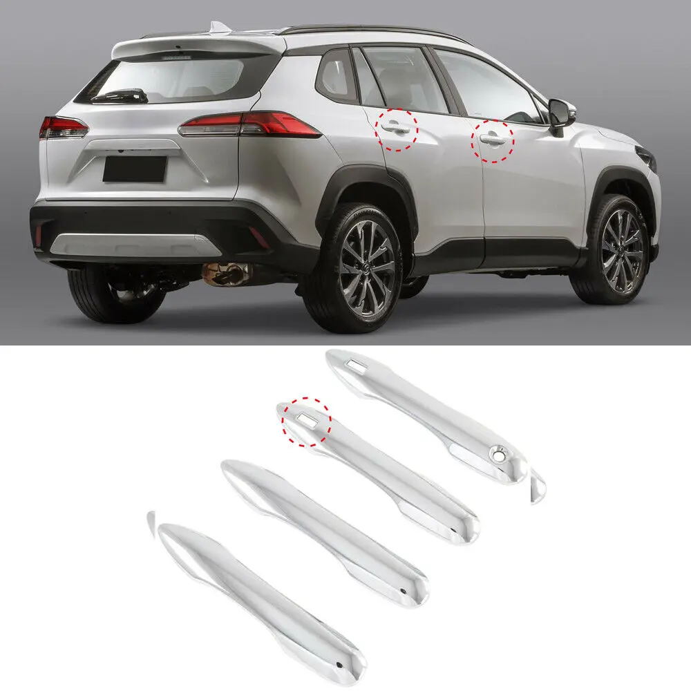 

Хромированная боковая дверная ручка с отверстием для ключа для Toyota Corolla Cross 20-21