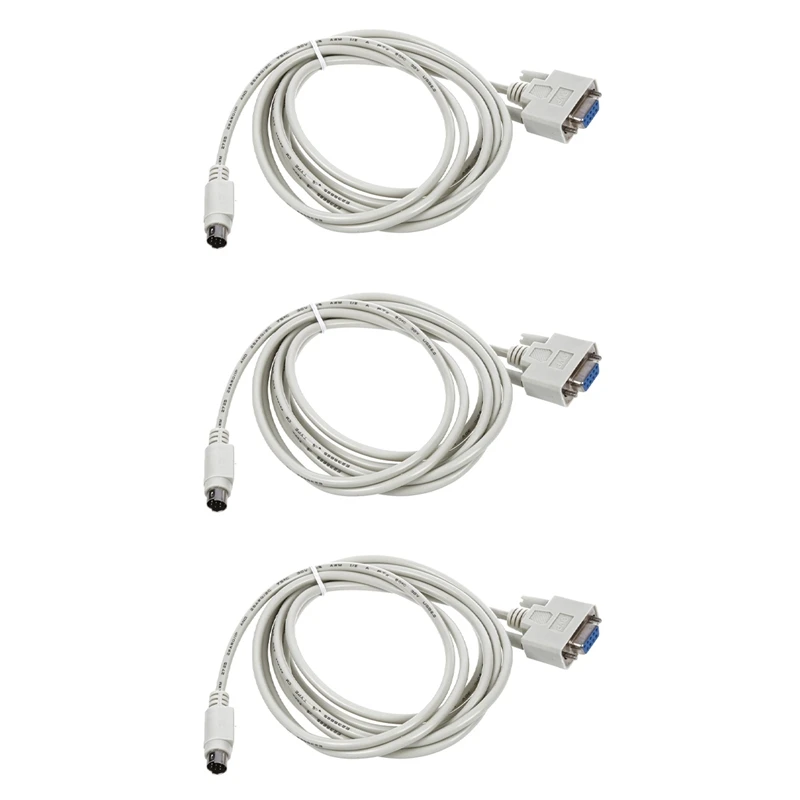 

3x DB9P до 8P мини Din RS232 кабель для загрузки 8,2 футов для PLC DVP-EH