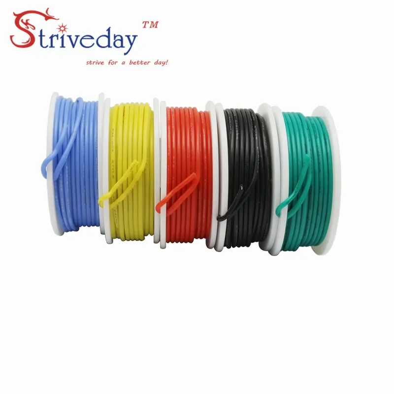 

NEW 20 22 24 26AWG Solid Electronic wire 5 in a box mixed Flexible Silicone Tinned Copper Cable Wire